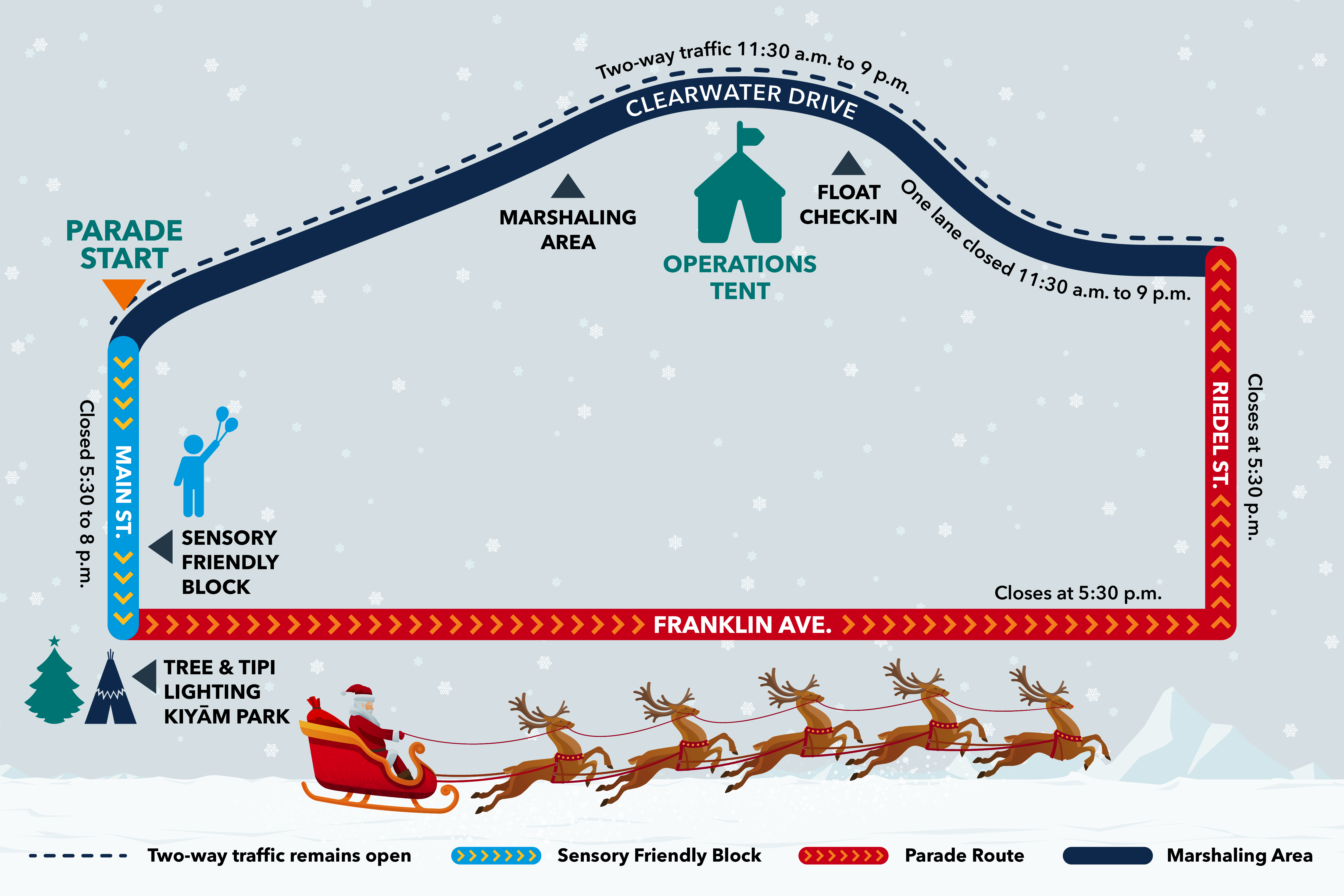 Map of Santa Claus Parade route
