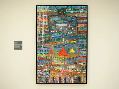 A dense and meticulous painting displayed in Jubilee lobby