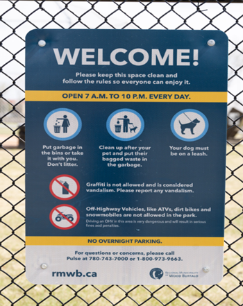 A sample fence sign.